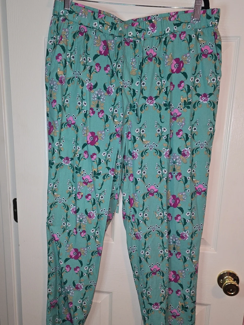 Charter Club Teal Floral‎ Drawstring Track Pants